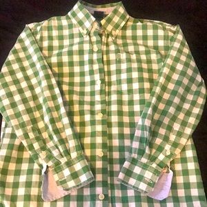 Plaid green and white button shirt